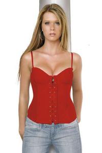 MESH UNDERWIRE BUSTIER RED LG