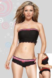 MICROFIBRE TUBE TOP  SHORT BLACK/FUCHSIA MED