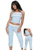 JERSEY CAMI  CAPRI PANTS BLUE/WHITE LG