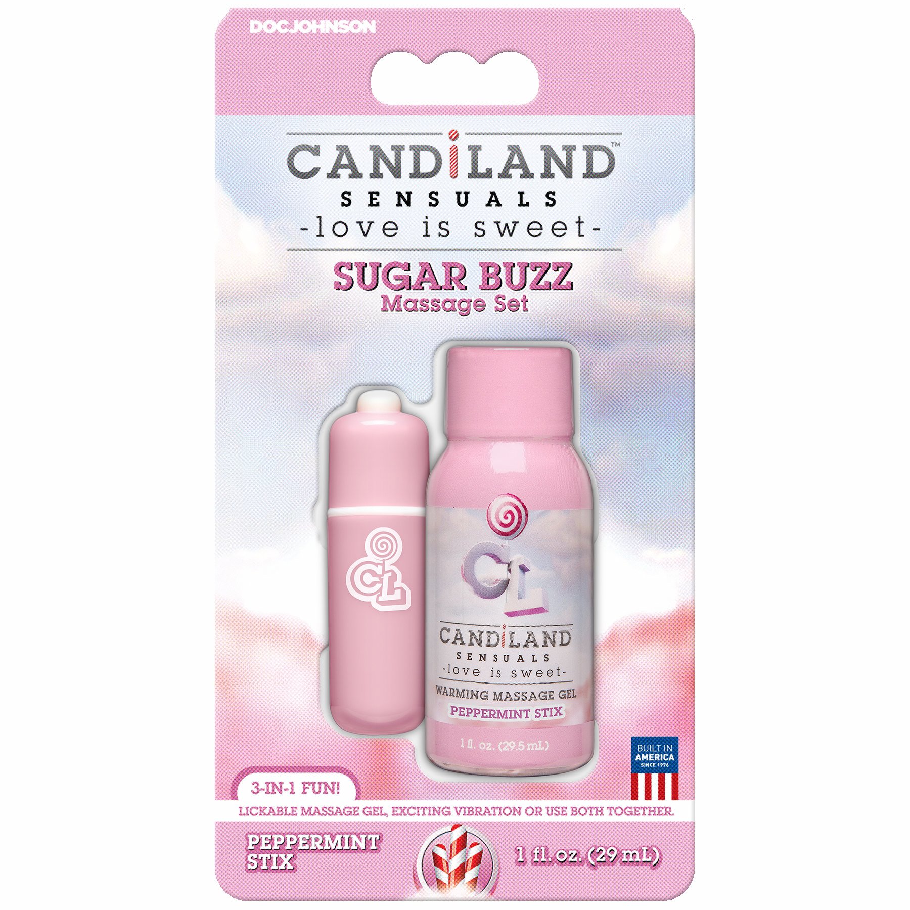 Candiland Sugar Buzz Massage Set Peppermint - 4250-15-CD - Adult Two-piece set includes flavored warming massage ge sku 4250-15-CD