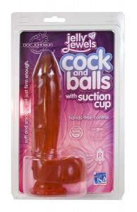 JELLY COCK  BALLS W/SUCTION CUP RED