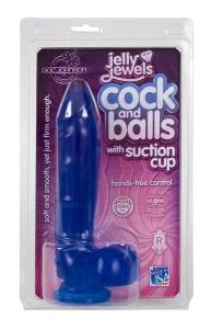 JELLY COCK  BALLS SUCTION CUP BLUE