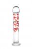 ADAM & EVE RED HEARTS GLASS DILDO