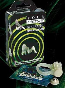 FOUR SEASONS GLOW IN THE DARK VIBRATING  RING  CONDOM