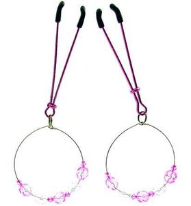 NIPPLE CLAMPS W/BEADS ON HOOP PINK