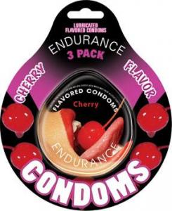 ENDURANCE FLAVORED 3PK CONDOMS-CHERRY