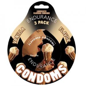 ENDURANCE FLAVORED 3PK CONDOMS-VANILLA