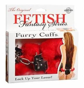 FUR HANDCUFFS-RED