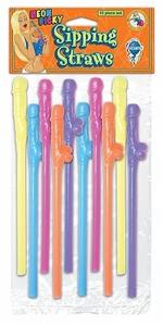 NEON DICKY SIPPING STRAWS 10/PK