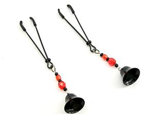 NIPPLE CLAMPS TWEEZER  W/BELLS BLACK