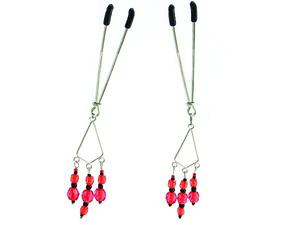 NIPPLE CLAMPS TWEEZER W/RED BEADS