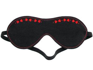 BLINDFOLD LEATHER W/HEART INLAY BLACK