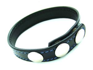 COCK RING LEATHER 2 SNAPS BLACK