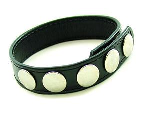 COCK RING LEATHER 5 SNAPS BLACK