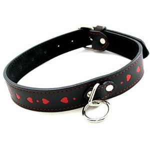 COLLAR LEATHER W/RED HEARTS