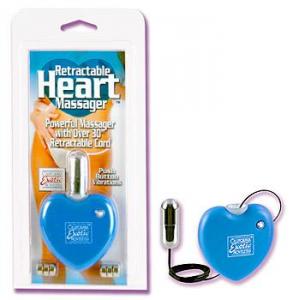 RETRACTABLE HEART MASSAGER BLUE