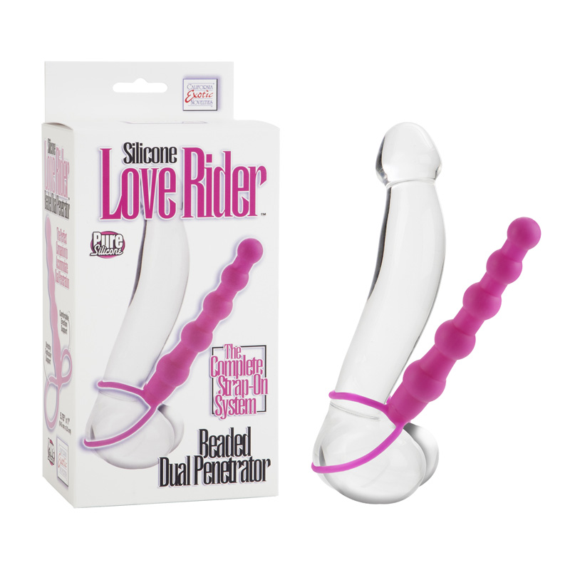 Страпон на пенис California Exotic Novelties Silicone Love Rider Beaded Dual Penetrator черный SE-1515-40-3 - California Exotic Novelties - Насадки на Член - Купить