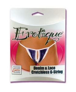 DENIM  LACE CROTCHLESS G- STRING