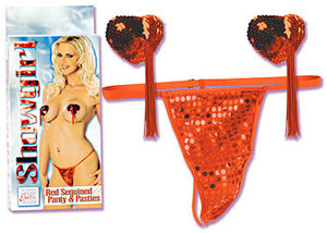 SEQUINED PANTY  PASTIES RED