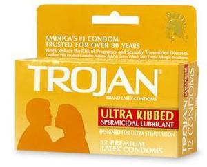 TROJAN RIBBED SPERMICIDAL 12 PACK