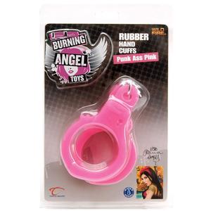 BURNING ANGEL RUBBER HAND CUFFS PINK