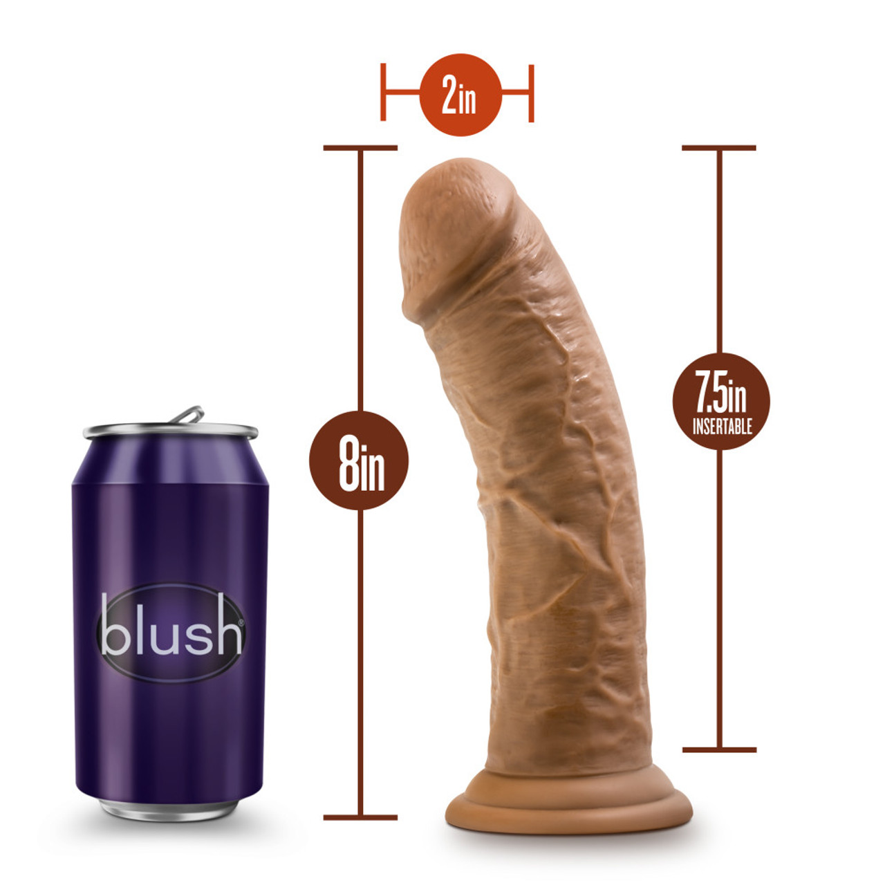 Dr Skin 8IN Cock w/ Suction Cup Mocha - Image 4
