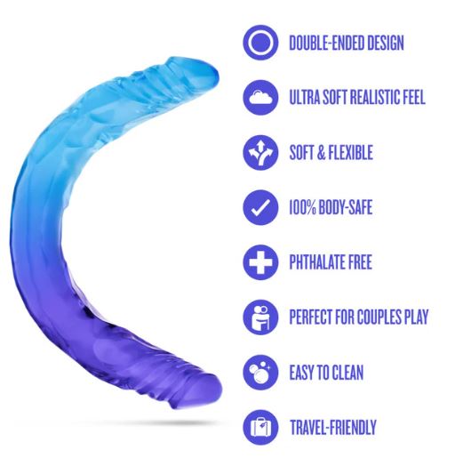 B Yours Sugar Stud Double Dildo 13.75" - Blue 
