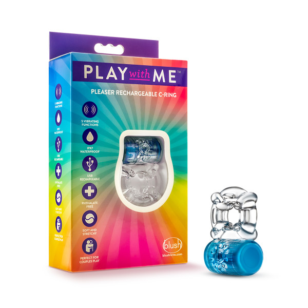 PLAY WITH ME PLEASER C-RING BLUE RECHARGEABLE 