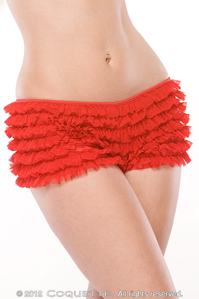 Ruffle Shorts W/Back Bow Red O/S - CQ114RD