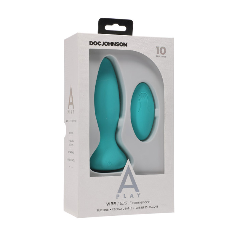 A-PLAY VIBE EXPERIENCED ANAL PLUG RECHARGEABLE W/ REMOTE TEAL 