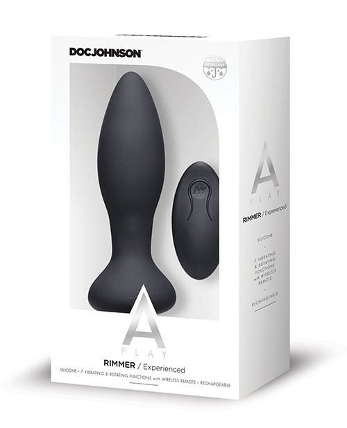 A-PLAY RIMMER EXPERIENCED ANAL PLUG RECHARGEABLE W/ REMOTE BLACK 