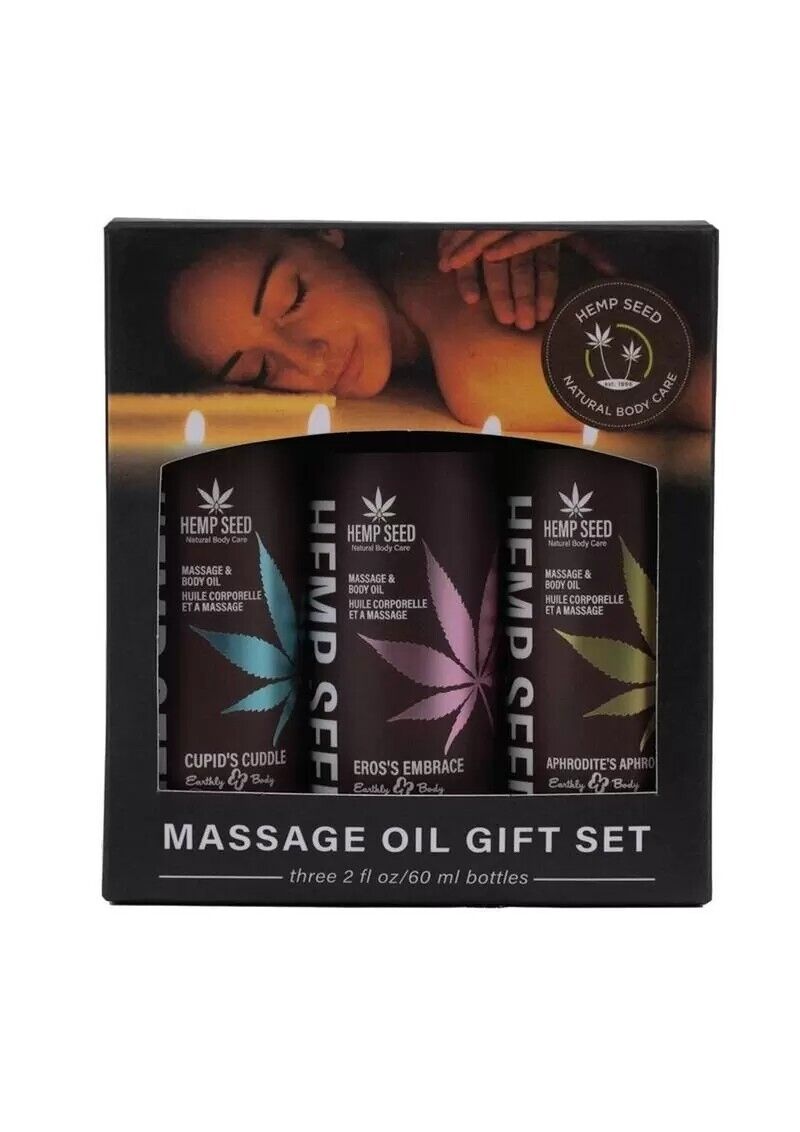 HEMP SEED VALENTINES 2024 MASSAGE OIL TRIO SET