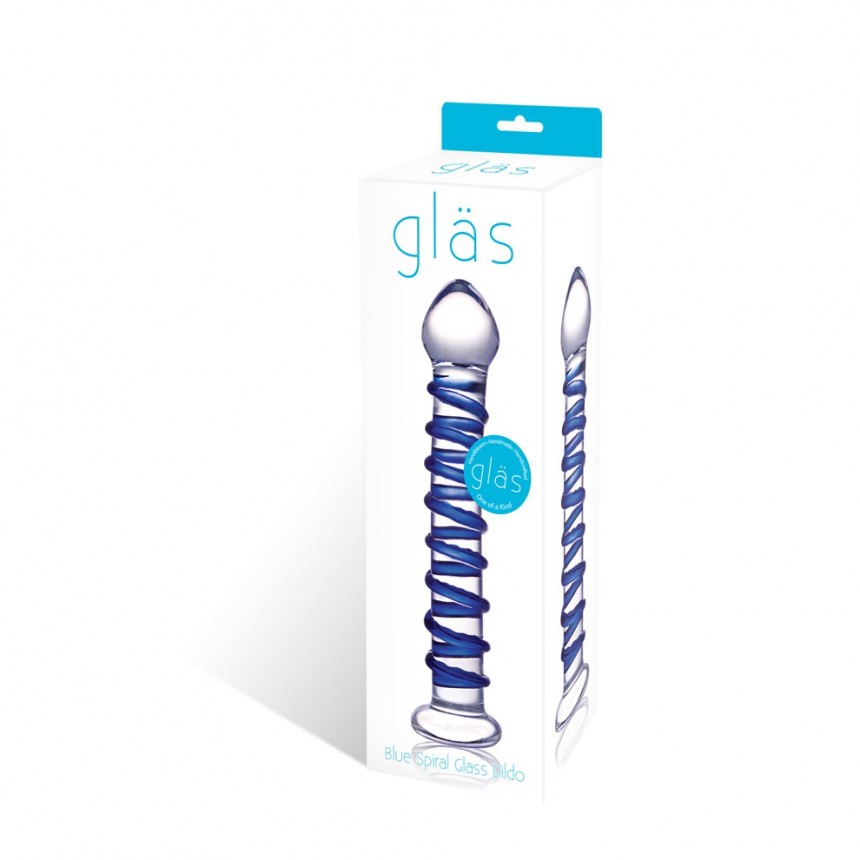 BLUE SPIRAL GLASS DILDO  - ELGLAS75