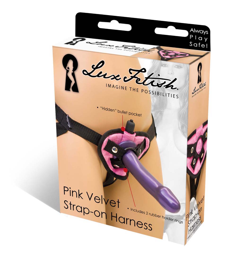 VELVET KNIT STRAP ON HARNESS PINK