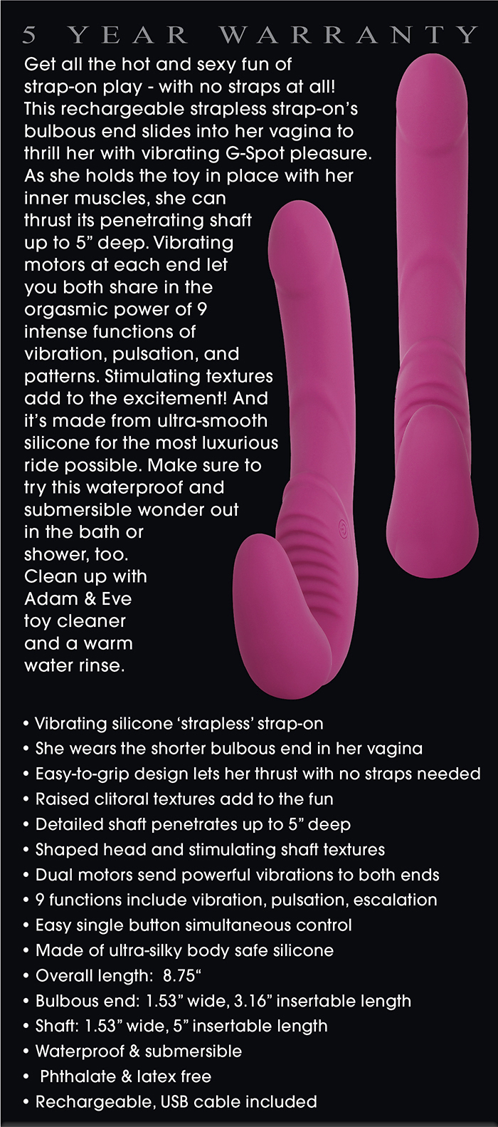 Adam & Eve Strapless Strap-On Con Vibración BANANA POP