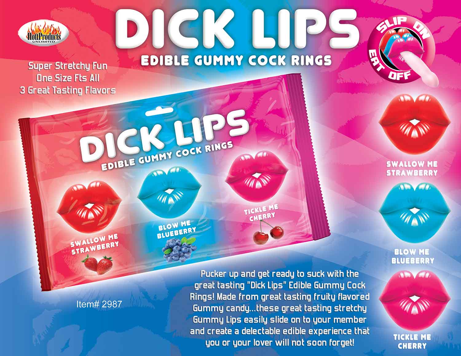 Dick Lips Gummy Cock Ring 3pk Kinky Fetish Store 