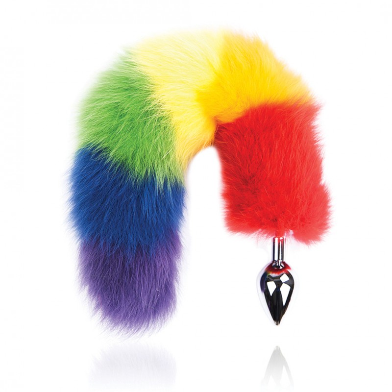 Rainbow Foxy Tail W/stainless Steel Butt Plug - Image 3