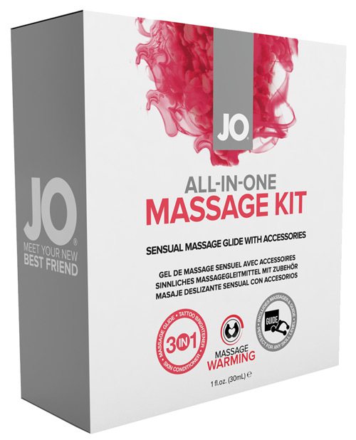 JO ALL IN ONE MASSAGE GLIDE KIT WARMING SILICONE BASED 1 OZ 
