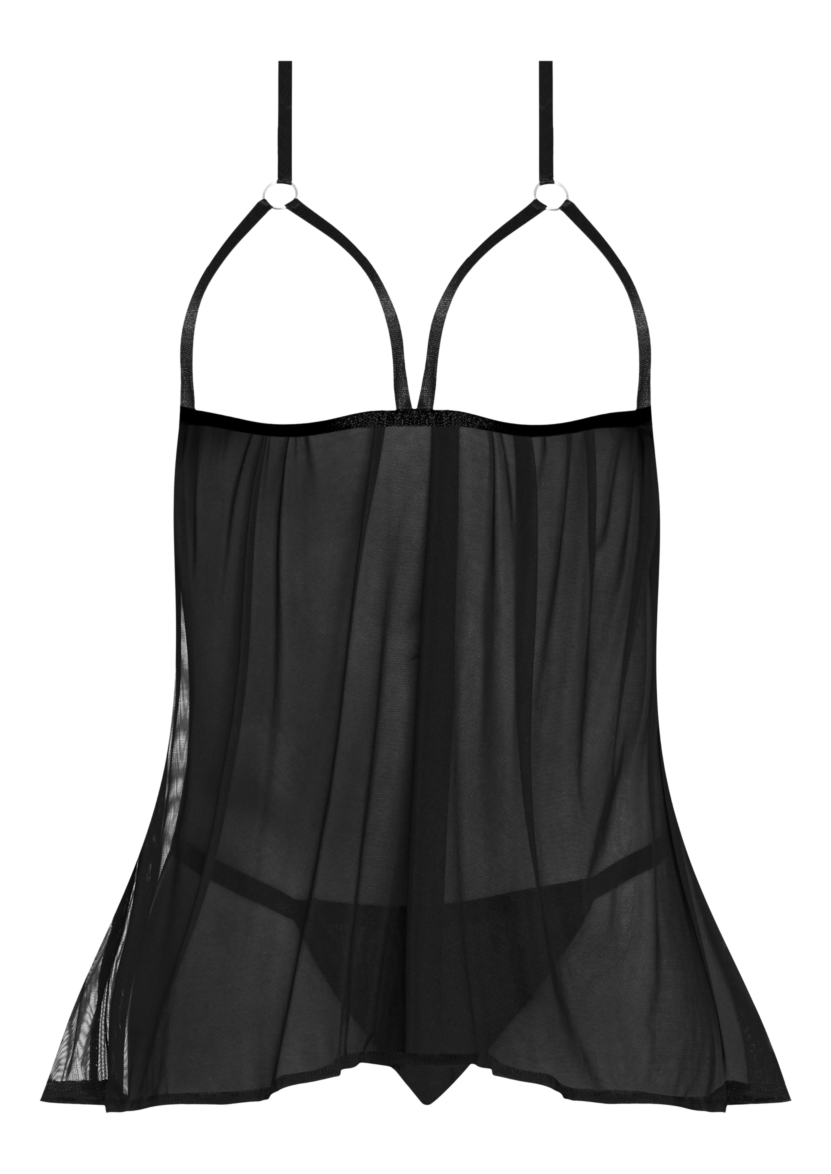 Sassy Cupless Babydoll & Panty Set Black S/m - Image 2