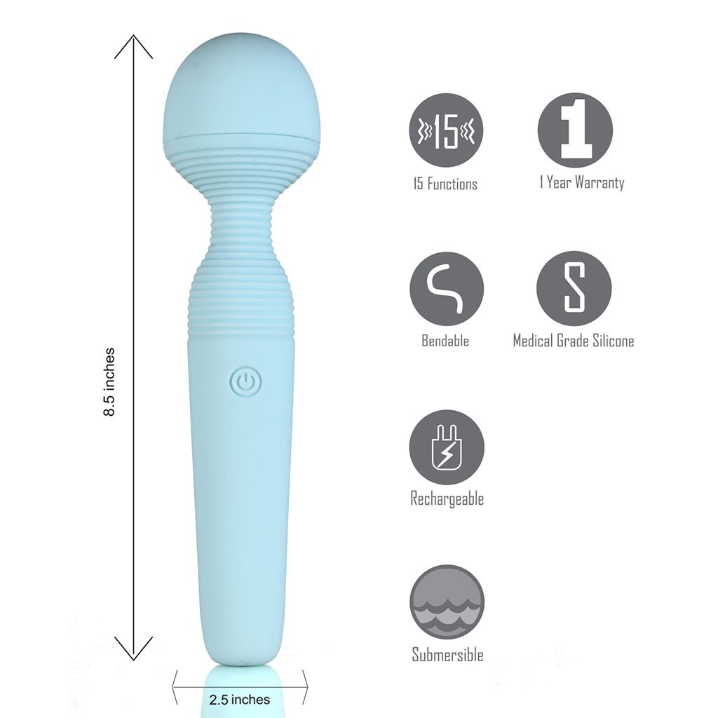 ARIA BENDABLE VIBRATING WAND TEAL RECHARGEABLE 