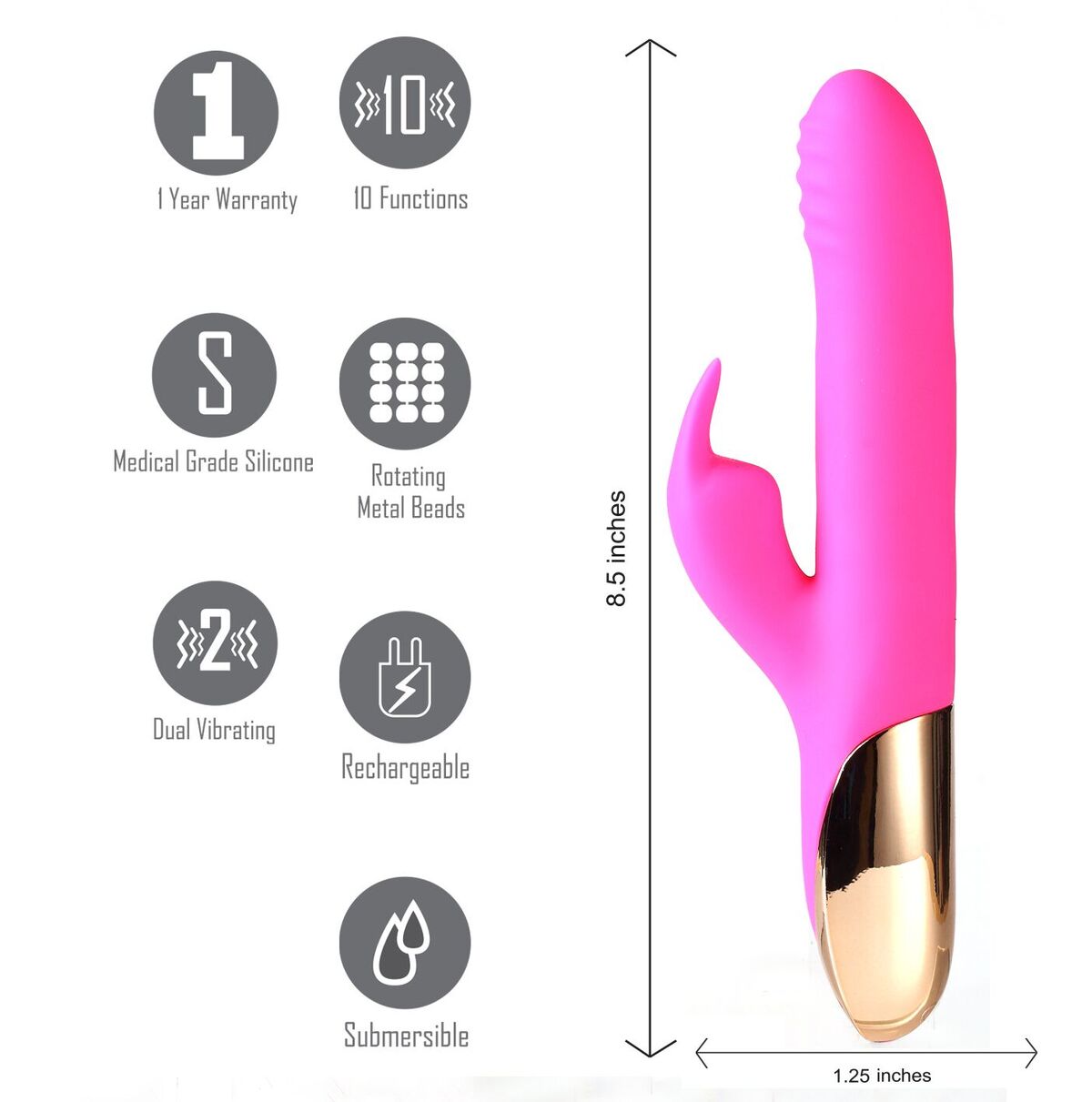 Dream Supercharged Silicone Rabbit Rechargeable - Pink - Image 2