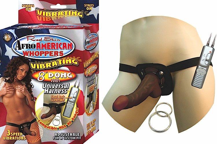 AFRO AMMERICAN WHOPPERS VIBRATING 8INDONG W/HARNESS  