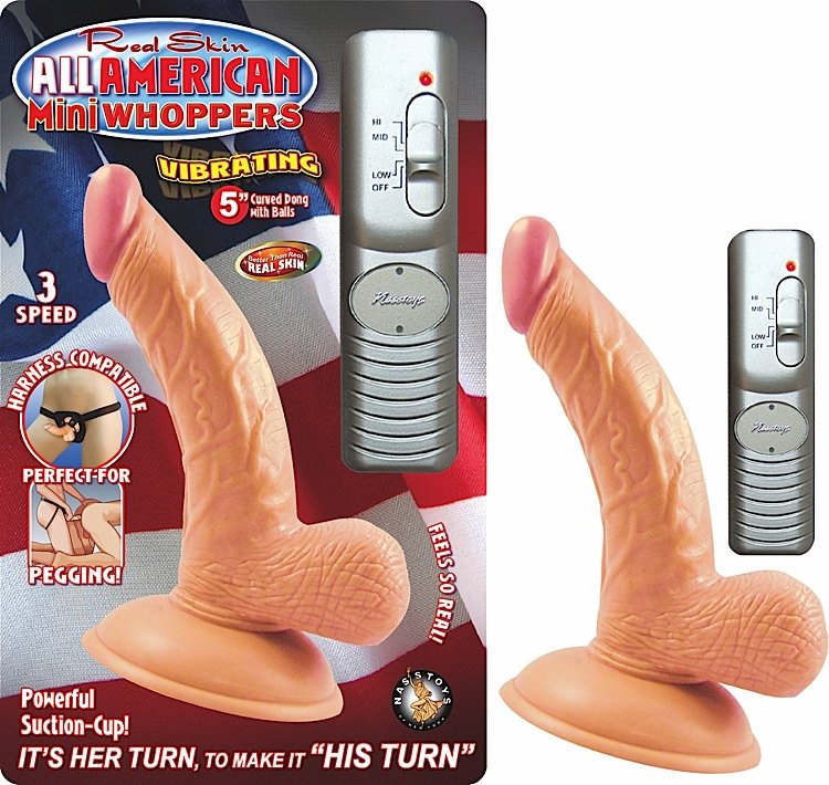 ALL AMERICAN MINI WHOPPERS 5IN CURVED DONG W/BALLS FLES  