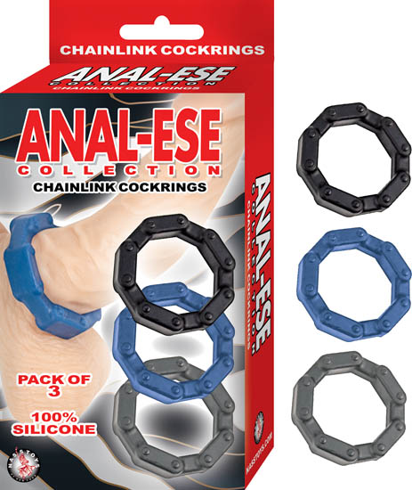 ANAL-ESE COLLECTION CHAIN LINK COCK RINGS 