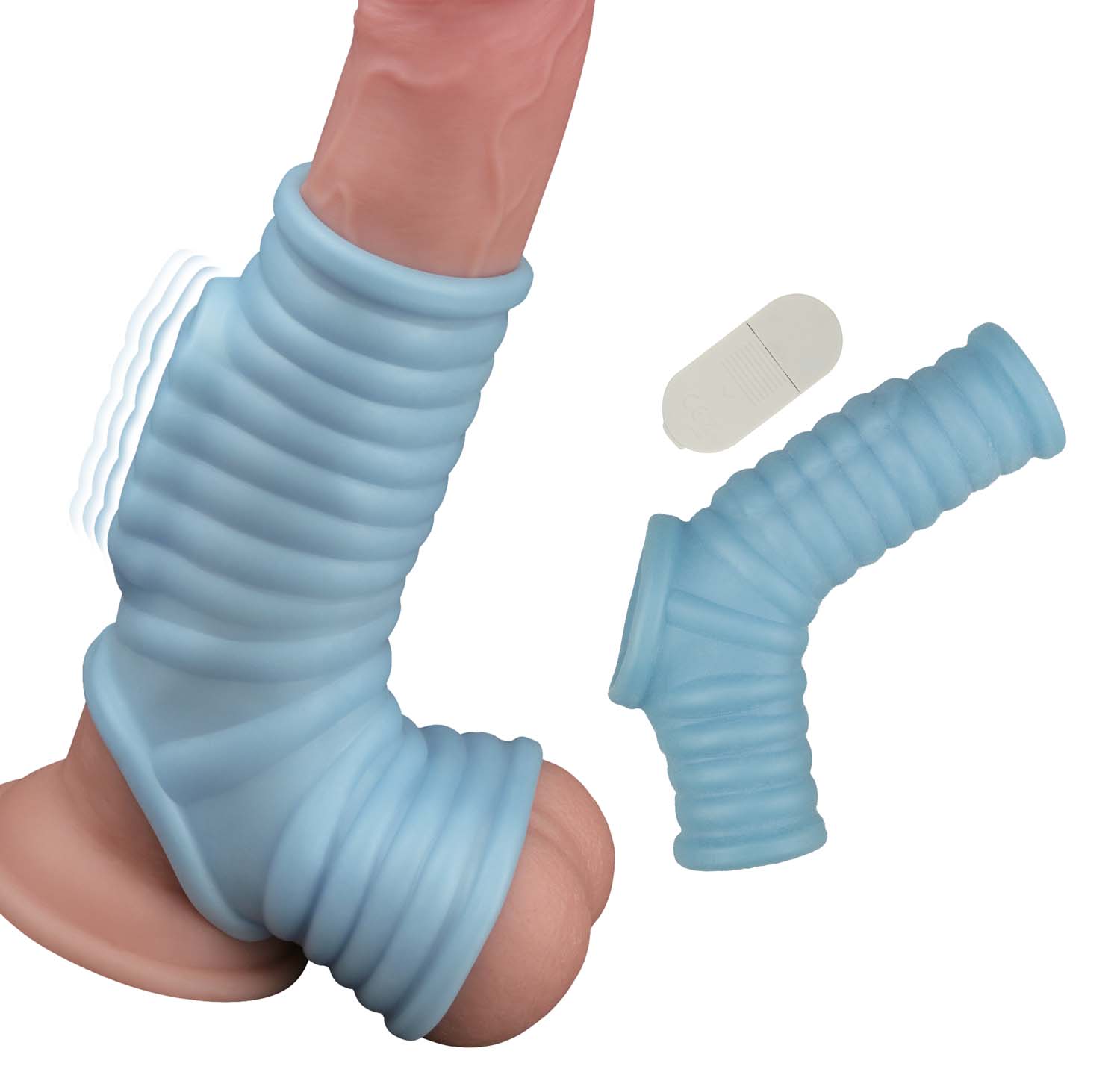 Vibrating Power Sleeve Ribbed Fit - Blue - Image 4