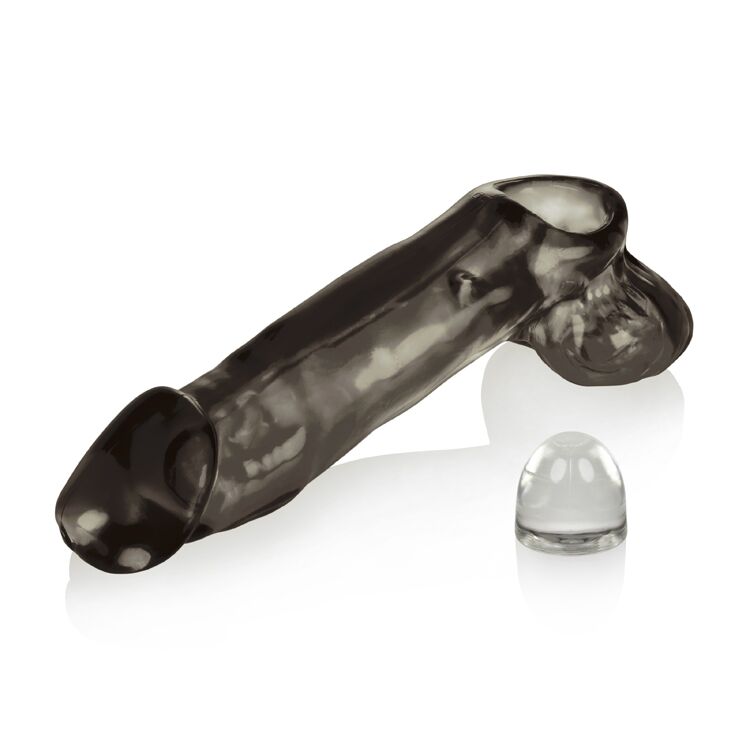Hollow Penis Extension Cock Booster Sheath Extender Ball Strap On Harness Black