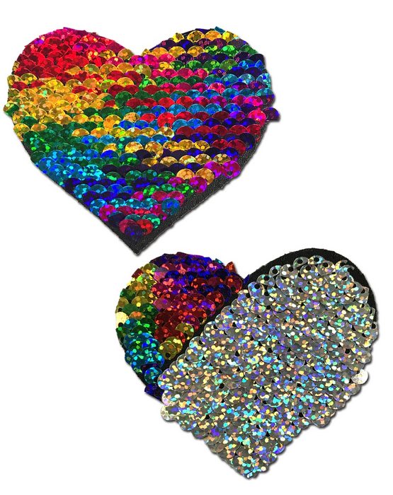 PASTEASE SWEETY RED & BLACK COLOR CHANGING SEQUIN HEART  