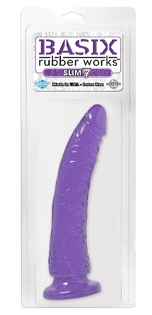 BASIX RUBBER WORKS SLIM 7IN DONG PURPLE W/ SUCTION CUP  