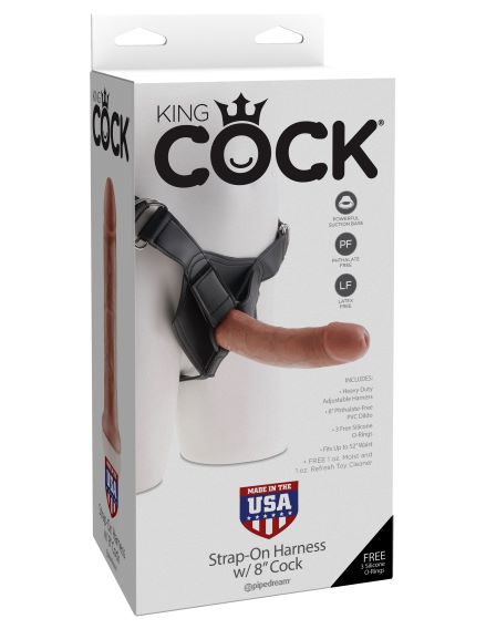 KING COCK STRAP ON HARNESS W/ 8COCK TAN " 