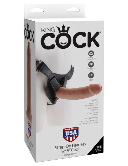 KING COCK STRAP ON HARNESS W/ 9 COCK TAN " 